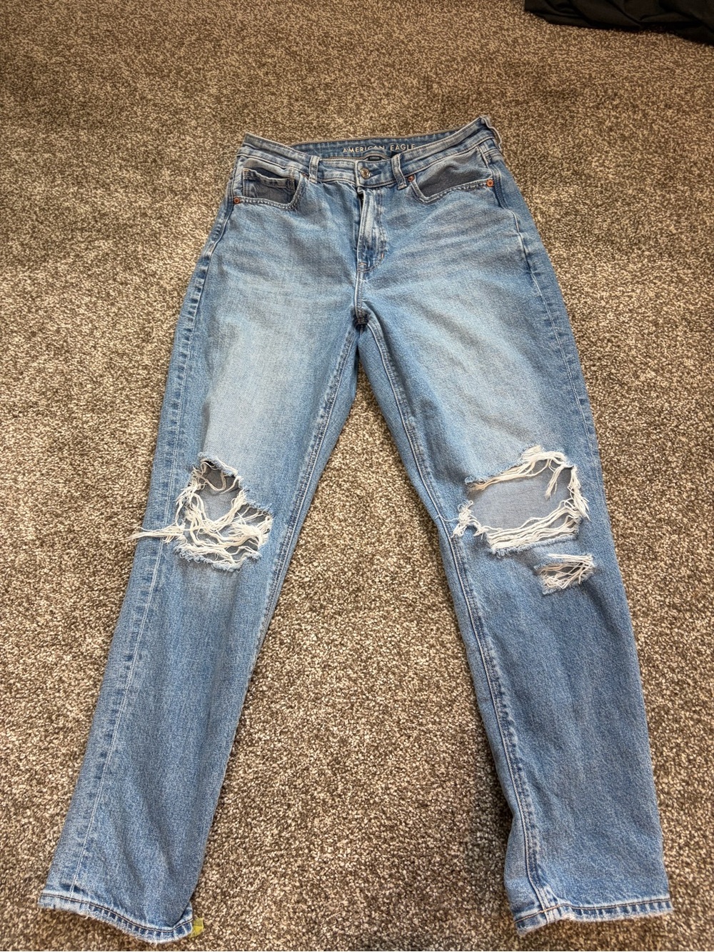 American Eagle Outfitters Light Blue High-Rise Strigid Mom Jeans